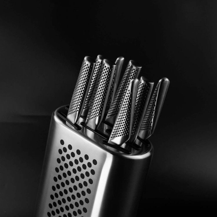 Global Zestaw Noży w Gładkim Bloku w Kropki 8 Częściowy