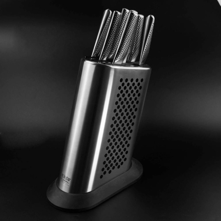 Global Zestaw Noży w Gładkim Bloku w Kropki 8 Częściowy