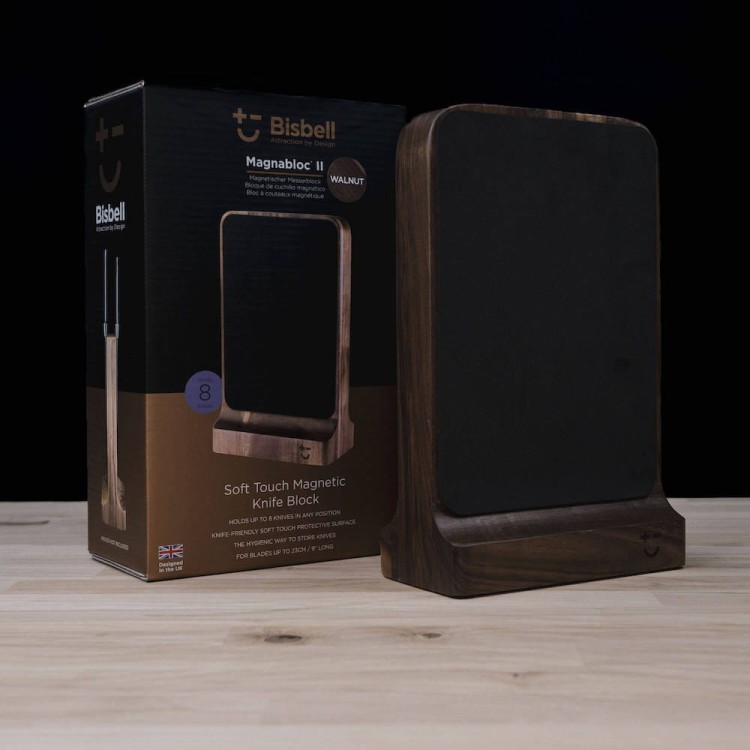 BISBELL Drewniany Blok Magnetyczny Orzech Orzechowy Na Noże Soft Touch