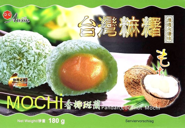 Ciasteczka Ciastka Ryżowe MOCHI Nadzienie Kokos i Pandan Coconut 180g AWON