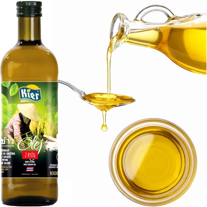 Olej Ryżowy z Ryżu 100% Czysty Do Sałatek Woka Stir-Fry 1 Litr 1000ml KIER