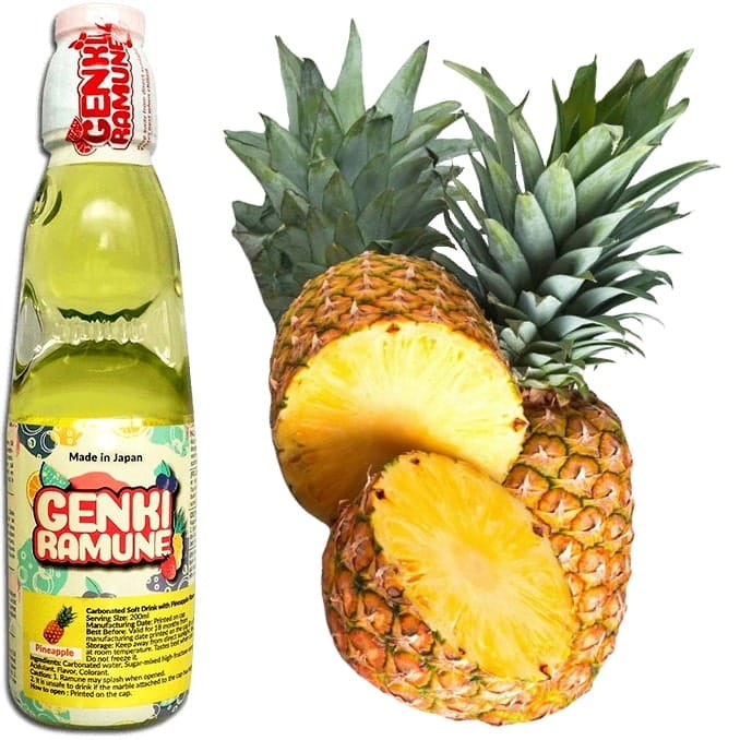 Japoński Napój Japońska Oranżada Smak Ananas Pineapple 200ml GENKI RAMUNE
