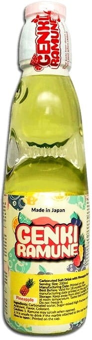 Japoński Napój Japońska Oranżada Smak Ananas Pineapple 200ml GENKI RAMUNE