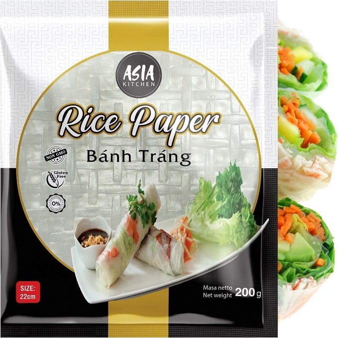Wietnamski Papier Ryżowy Okrągły Bezglutenowy Do Sajgonek 22cm 200g ASIA KITCHEN
