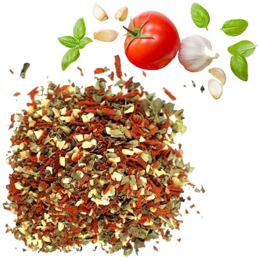 Pomidory z Czosnkiem i Bazylią Suszona Aromatyczna Ziołowa Przyprawa 50g SKWORCU