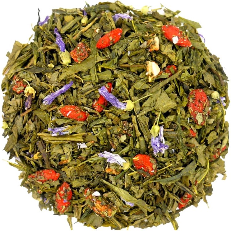 Herbata Zielona Liściasta Chun Mee Aronia Dzika Róża Jagody Leśny Elf 50g SKWORCU