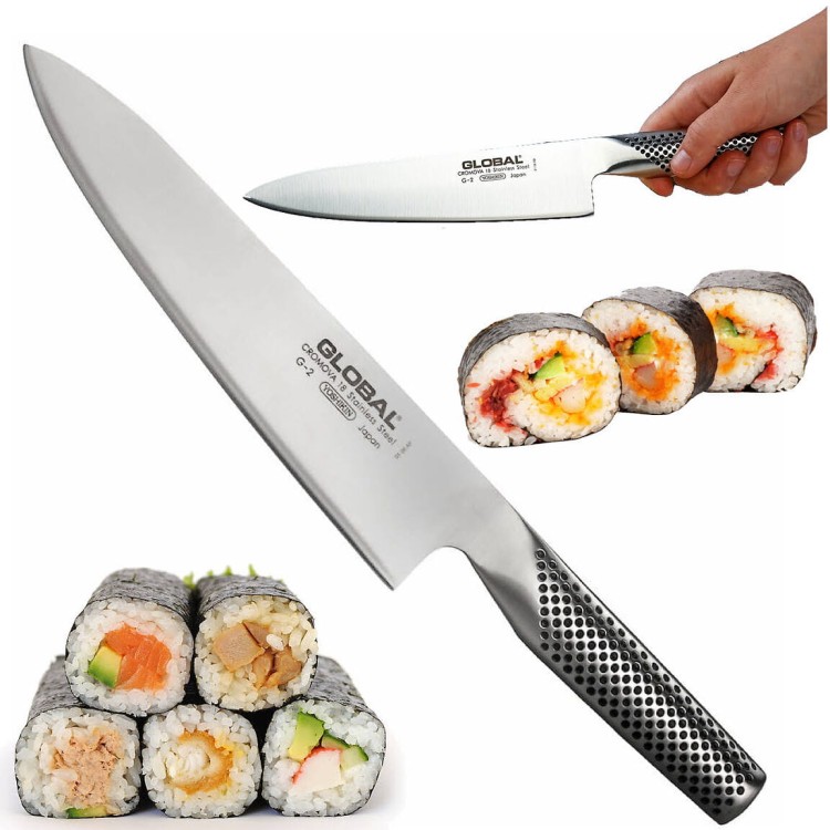 Global Japoński Ostry Nóż Kuchenny Szefa Kuchni Chef's Knife 56-58 HRC 20cm G-2