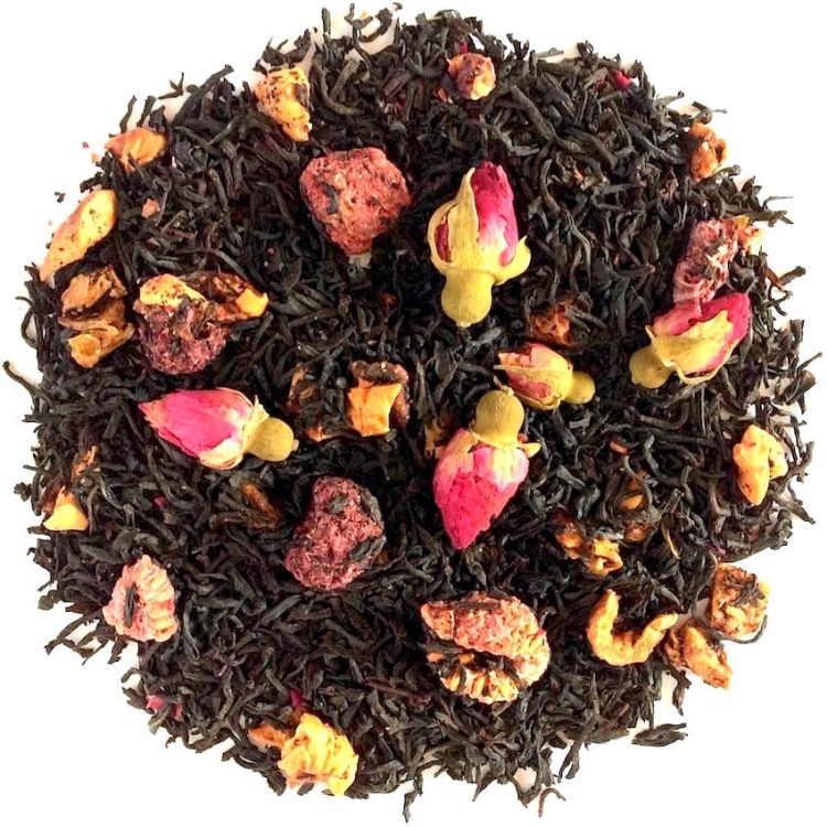 Herbata Czarna Liściasta Królewska Malina Naturalna Różana Mieszanka 50g SKWORCU