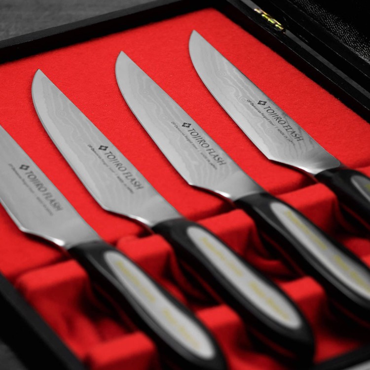 Tojiro Flash VG-10 Zestaw 4 Japońskich Noży Do Steków 11cm Etui Na Prezent