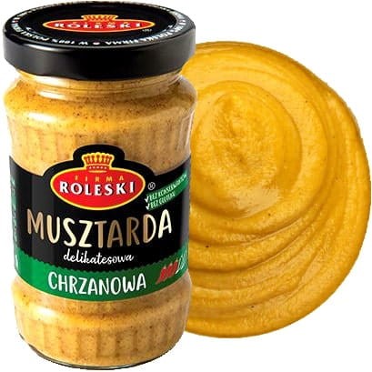 Musztarda Chrzanowa ŚREDNIO OSTRA z Chrzanem Bez Glutenu Słoik 175g ROLESKI