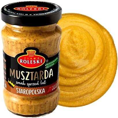 Polska Musztarda Staropolska LEKKO OSTRA Bez Glutenu Słoiczek 175g ROLESKI