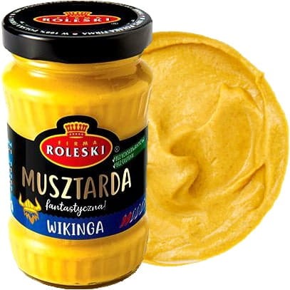 Polska Musztarda Wikinga LEKKO OSTRA Dla Vegan Bez Glutenu 175g ROLESKI