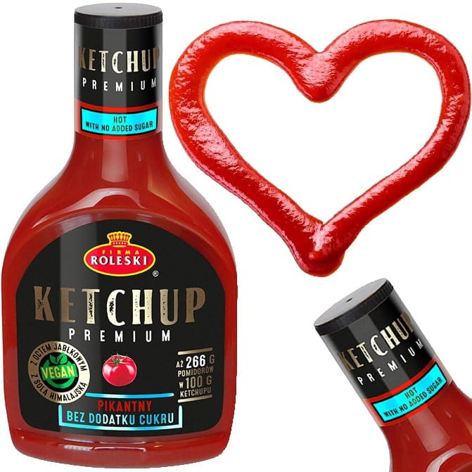 Ketchup Sos Pomidorowy PIKANTNY Bez Glutenu Dla Vegan PREMIUM 425g ROLESKI
