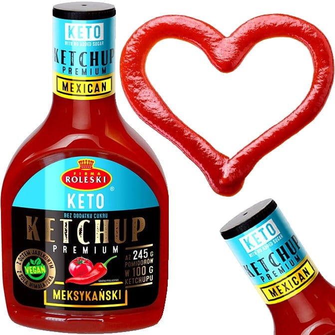 Ketchup Sos Pomidorowy Meksykański Bez Cukru Dla Vegan KETO 425g ROLESKI