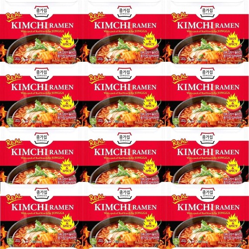 KARTON Koreańska Zupka Błyskawiczna Instant Kapusta KimChi Ramen 12x122g JONGGA