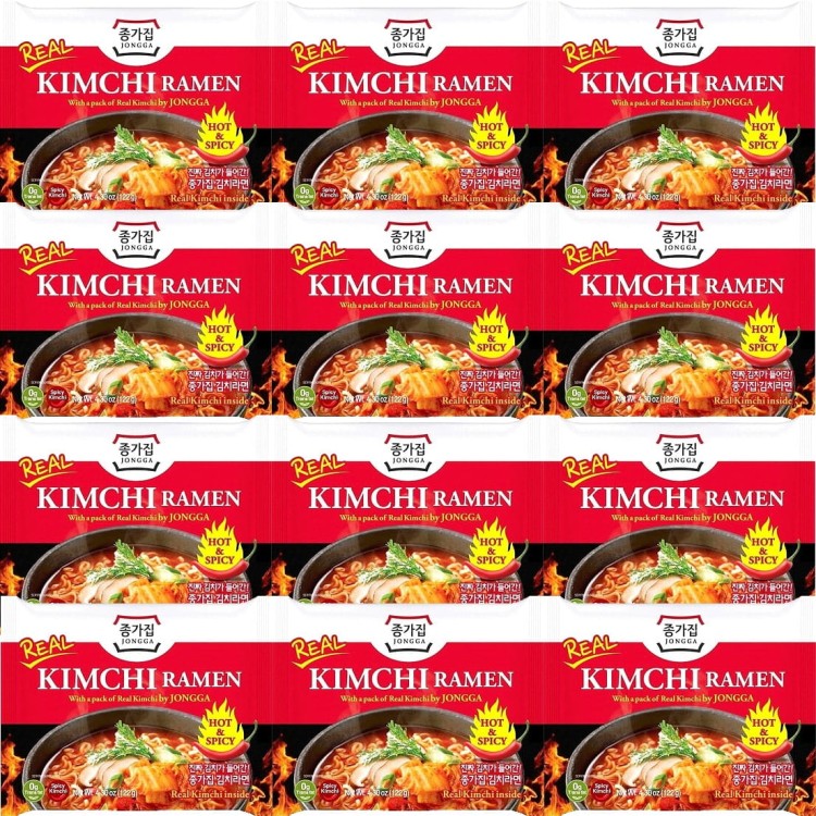 KARTON Koreańska Zupka Błyskawiczna Instant Kapusta KimChi Ramen 12x122g JONGGA