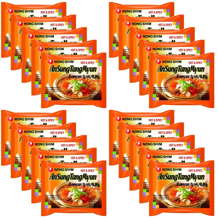 KARTON Koreańska Zupka Błyskawiczna Instant AnSungTangMyun Ramyun Ostra 20x125g NONGSHIM