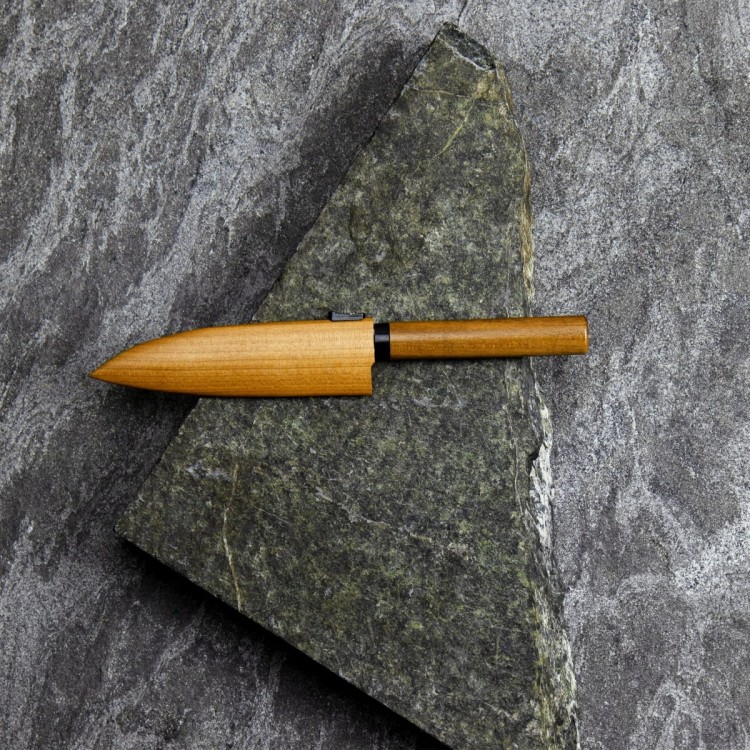 Kanetsune 420J2 Japoński Nożyk Nóż Do Owoców z Drewnianą Pochwą Etui 10,5cm