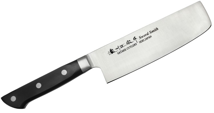 Satake Katsu Japoński Zestaw 2 Noży Nóż Santoku 17cm i Nakiri 16cm w Drewnianym Etui