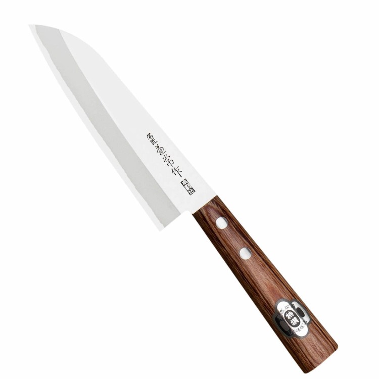 Kanetsune 1000 Shirogami#2/SS Japoński Ostry Nóż Mini Santoku Do Warzyw 14cm