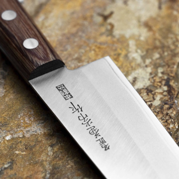 Kanetsune 1000 Shirogami#2/SS Japoński Ostry Nóż Mini Santoku Do Warzyw 14cm
