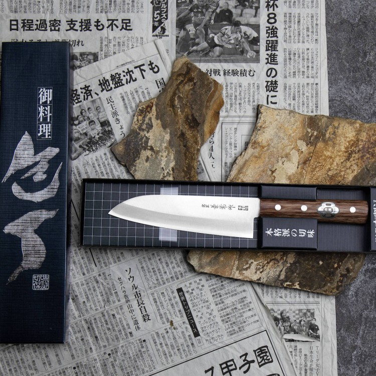 Kanetsune 1000 Shirogami#2/SS Nóż Santoku 16,5cm