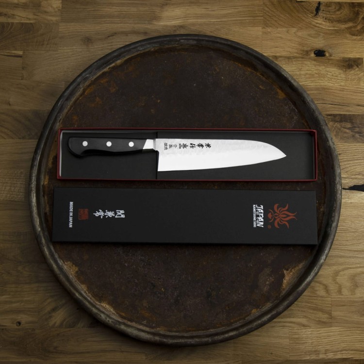 Kanetsune YH-3000 Aogami#2/SS Japoński Nóż Kuchenny Santoku Do Warzyw 18cm