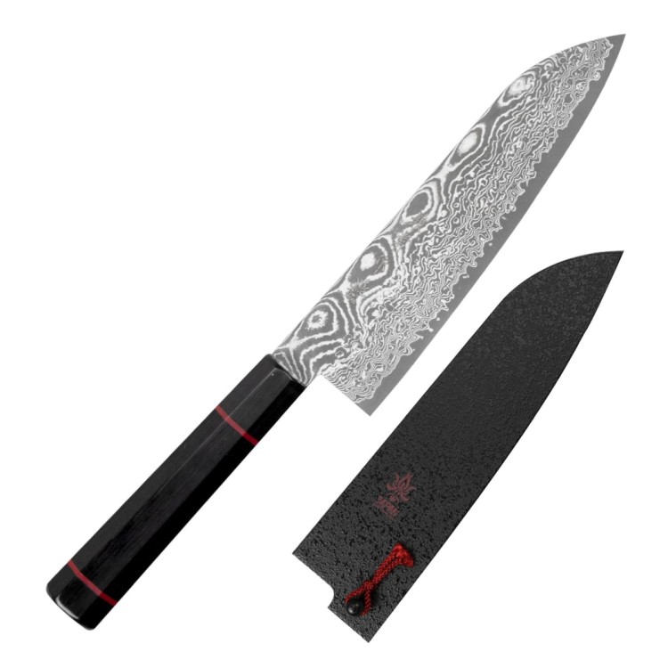 Kanetsune Namishibuki SG-2 Japoński Nóż Santoku 18cm i Ochraniacz Saya