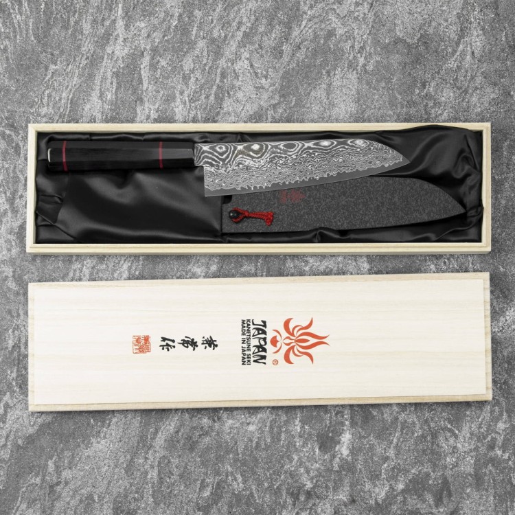 Kanetsune Namishibuki SG-2 Japoński Nóż Santoku 18cm i Ochraniacz Saya