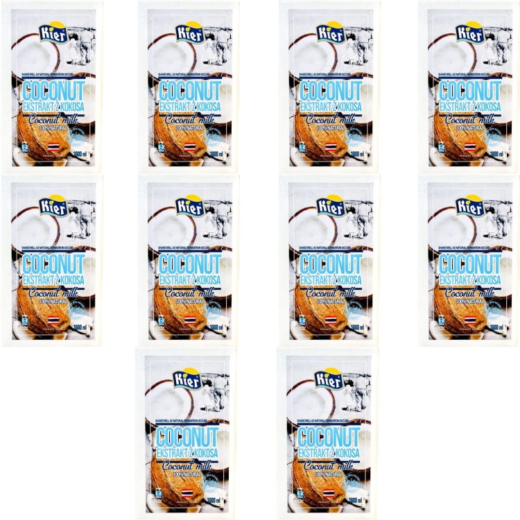 KARTON Mleko Mleczko Kokosowe w Dużym Kartonie 100% Tajlandia 10x1L 1000ml KIER