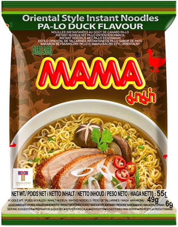 KARTON Tajska Zupka Błyskawiczna Makaron Instant Kaczka Pa-Lo 30x55g MAMA