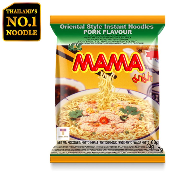 KARTON Tajska Zupka Błyskawiczna Makaron Instant Wieprzowina Pork 30x60g MAMA