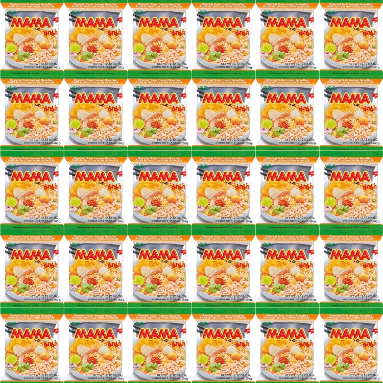 KARTON Tajska Zupka Błyskawiczna Makaron Instant Wieprzowina Tom Yum 30x60g MAMA