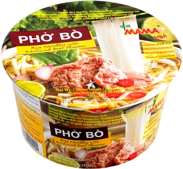 KARTON Tajska Zupka Błyskawiczna Makaron Ryżowy Instant Wołowina Pho Bo Cup 12x65g MAMA