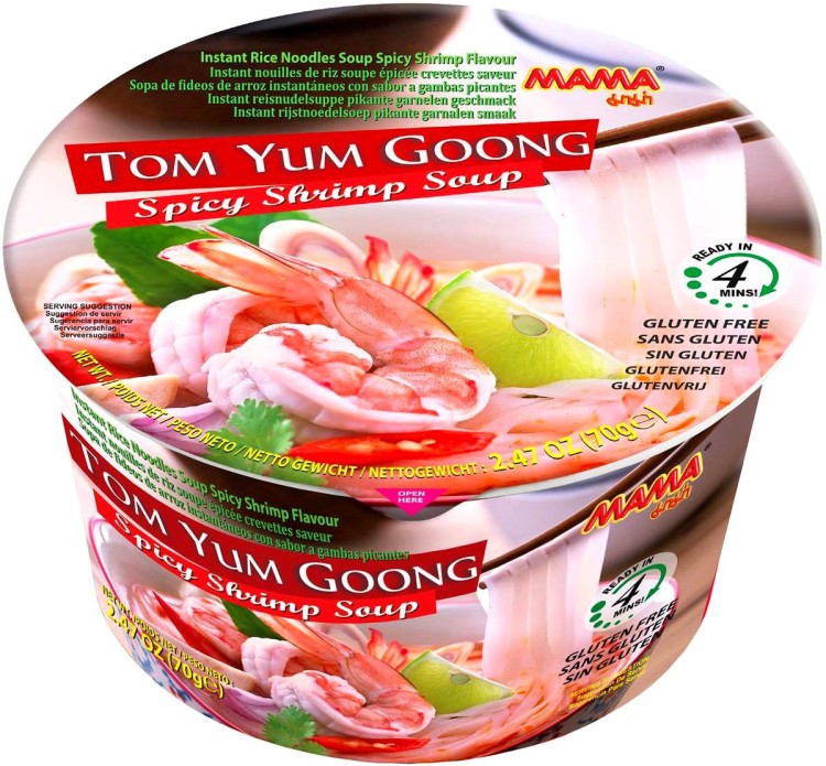 Tajska Zupka Błyskawiczna Makaron Ryżowy Instant Krewetki Tom Yum Cup 70g MAMA
