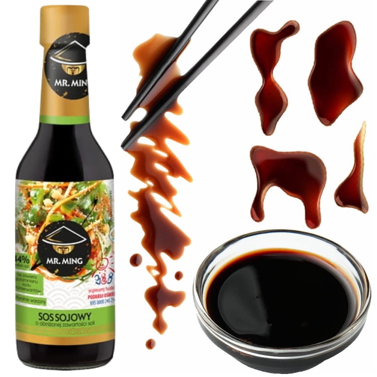 Sos Sojowy Jasny Light 44% Mniej Soli Less Salt 150ml Bezglutenowy MR. MING