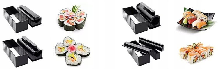 Zestaw Komplet 10 Foremek Forma Do Zawijania Sushi Serce Różne Kształty