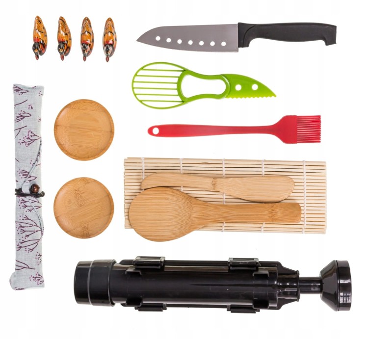 Zestaw Maszynka Roller Do Robienia Sushi z Rolką Mata Nóż Pałeczki XXL
