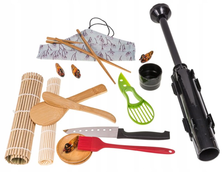 Zestaw Maszynka Roller Do Robienia Sushi z Rolką Mata Nóż Pałeczki XXL