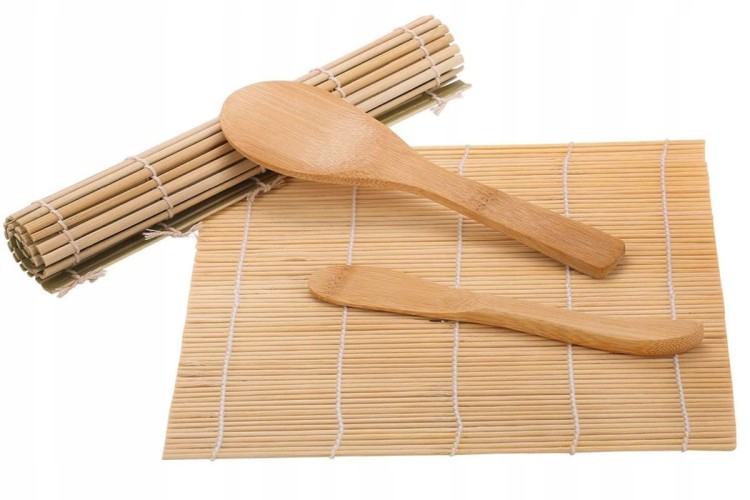 Zestaw Maszynka Roller Do Robienia Sushi Z Rolką Mata Nóż Biała Bazooka