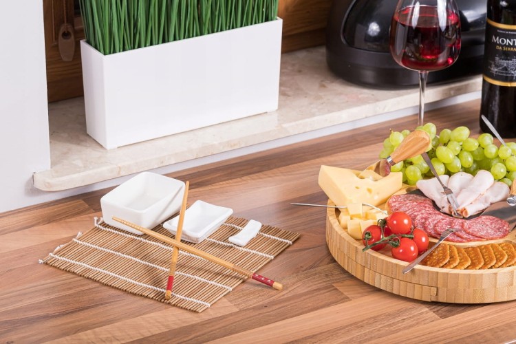 Zestaw Mata i Ceramika Do Serwowania Zawijania Sushi Przekąsek 5 Elementów