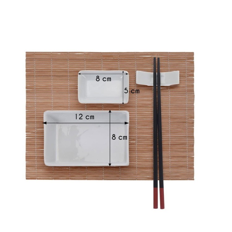 Zestaw Mata i Ceramika Do Serwowania Zawijania Sushi Przekąsek 5 Elementów