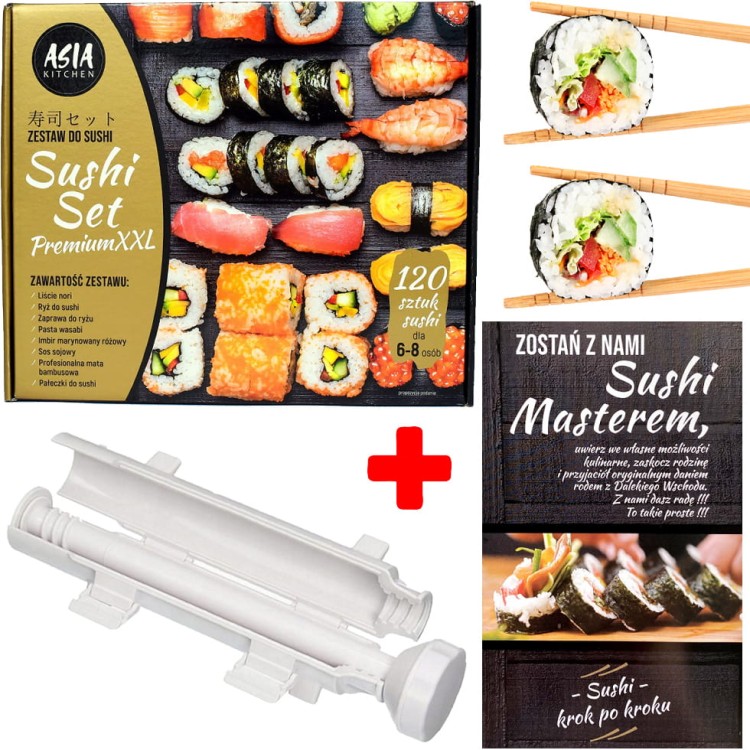 Zestaw Do Robienia Sushi Premium XXL ASIA KITCHEN + Sushi ROLLER Pomysł Na Prezent