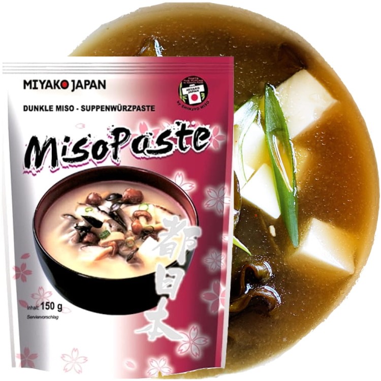 Japońska Pasta z Fermentowanej Soi Do Zupy Miso Ciemna 150g MIYAKO JAPAN