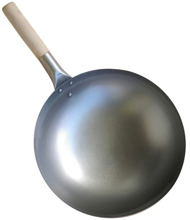 Chińska Duża Patelnia Wok Stal Węglowa OKRĄGŁE DNO Średnica 15 Cali 38cm EMRO AZIATICA