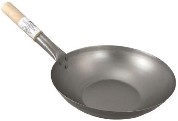 Chińska Duża Patelnia Wok Stal Węglowa PŁASKIE DNO Średnica 11 Cali 30cm JADE TEMPLE