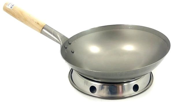 Chińska Duża Patelnia Wok Stal Węglowa OKRĄGŁE DNO Średnica 12 Cali 31cm ASIA EXPRESS FOOD