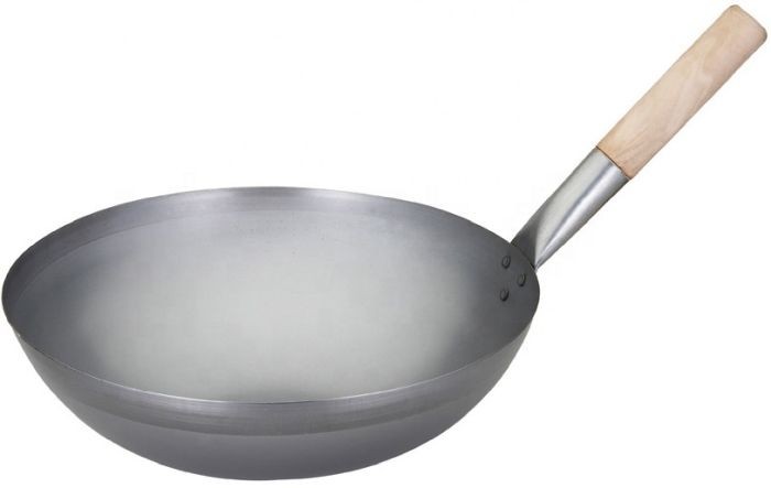 Chińska Duża Patelnia Wok Stal Węglowa OKRĄGŁE DNO Średnica 12 Cali 31cm ASIA EXPRESS FOOD