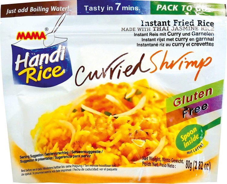 Błyskawiczny Smażony Ryż Instant Curry z Krewetkami Curried Shrimp 80g MAMA