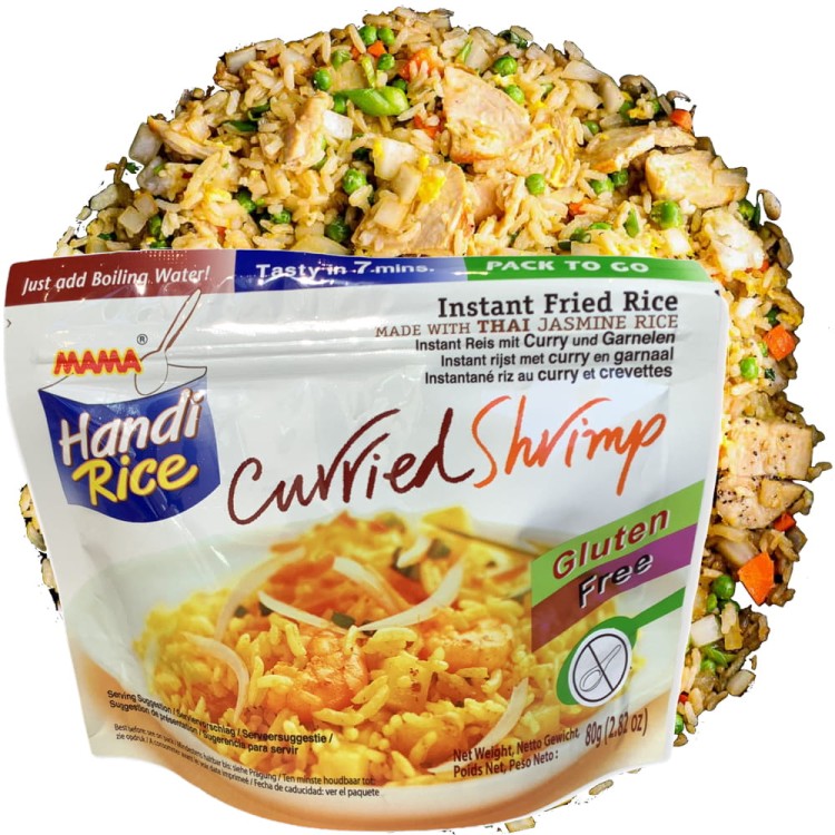 Błyskawiczny Smażony Ryż Instant Curry z Krewetkami Curried Shrimp 80g MAMA